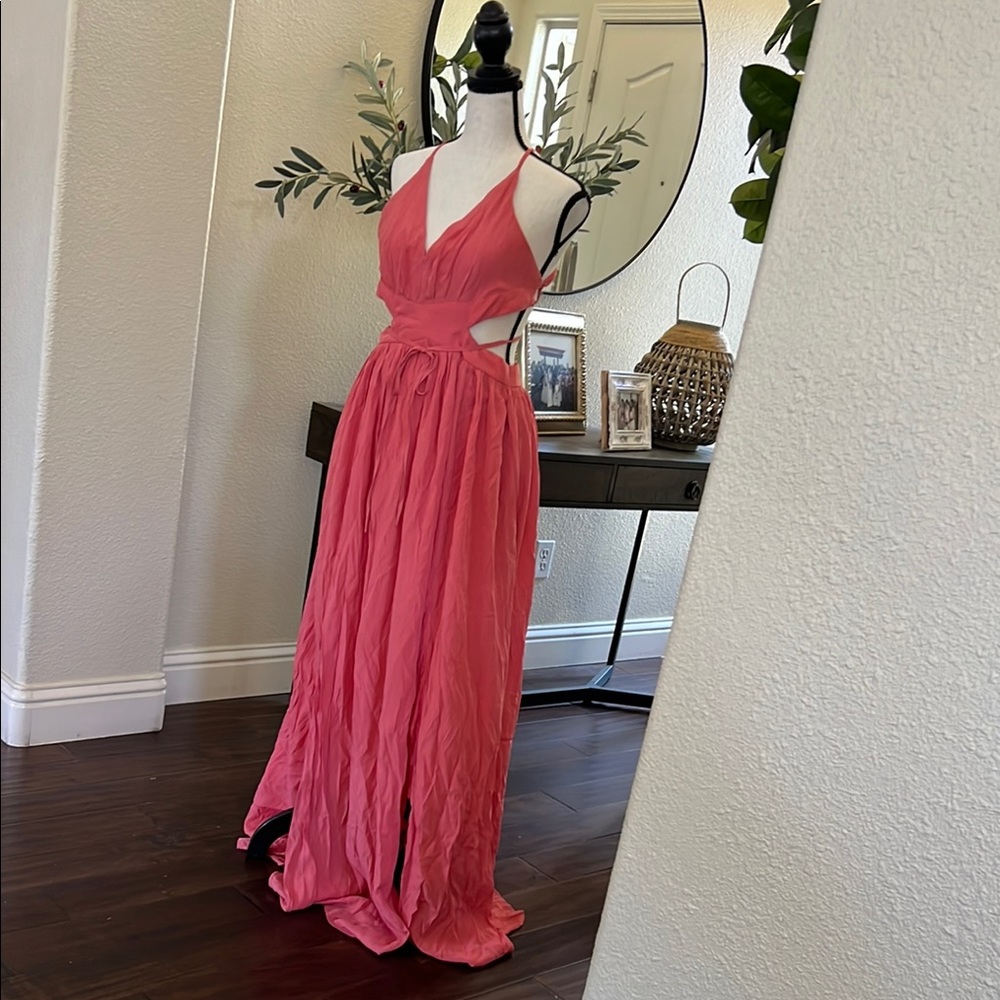 Elegant Backless Pink Dress